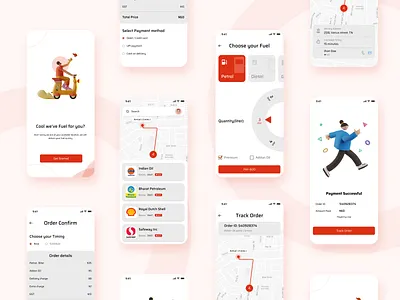 🚗 Fuel Emergency concept #02 3d animation branding car clean confirm order design details fuel graphic design minimal motion graphics pay petrol red sucess page track order typography ui ux