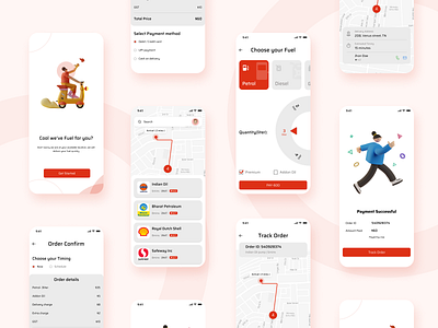 🚗 Fuel Emergency concept #02 3d animation branding car clean confirm order design details fuel graphic design minimal motion graphics pay petrol red sucess page track order typography ui ux