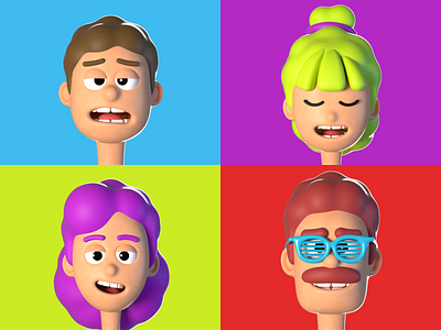 3rd Generation Avatars 3d 3dart avatar avatars c4d cartoon character characters colorful faces fresh fun heads illustration octane people person profilepic