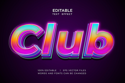 vector editable text effect club neon style background club color dark design editable effect effects eps font glow graphic design illustration neon party rainbow style text text effect vector