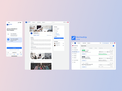 SkilledUp Life - Web Application company job marketplace opportunity profile recruitment ui ux design volunteer web app
