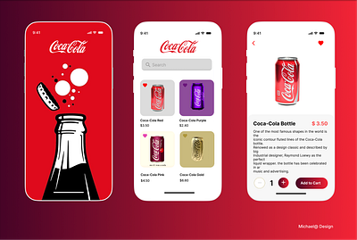 Coca-Cola app design. design ui ux web design