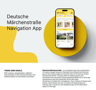 Guide App Fairytale Route. UI/UX Design. animation branding design figma graphic design mobile app redesign ui ux