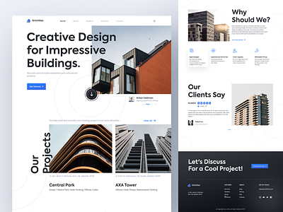 Architecture Landing Page app architecture branding design eksterior design header home interior design landing page logo real estate residence ui ui ux vendor web design website