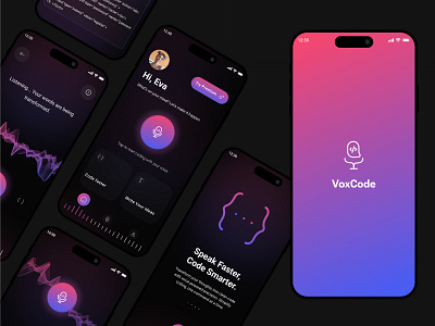 VoxCode - Code Using Voice App ai assistance ai voice aiml app design artificial intelligence audio to code bmvsi machine learning mobile app mobile design mobileapp speaking interaction technology uiux design voice assistance voice code voice coding voice interaction