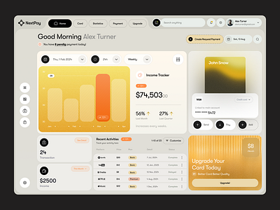 NextPay - Bank Dashboard App app bank bank app dashboard design finance gateaway payment statistic ui uidesign user experience userinterface ux