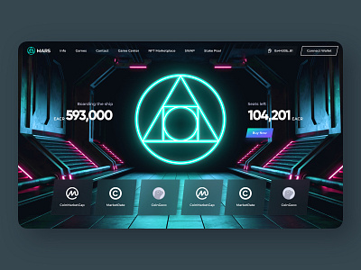 NFT Game Metaverse Landing Page Neon Concept blockchain concept crypto crypto design cryptocurrency cyberpunk desktop illustration landing meta metaverse neon nft sci fi token ui desgin ux design