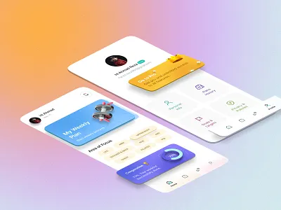 Fitness & Workout Tracker app 3d object fitness illustration isometric minimal sport app tracker tracker app ui ui design uxdesign workout workout tracker