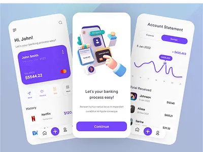 Banking App Exploration 2022 3d app banking clean design exploration illustration mobile modern new screen shot trending ui