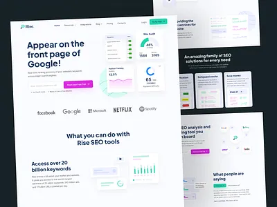 SEO Marketing Website Design -Rise. colorful ui design design landing page marketing web design product design seo marketing tools trendy web design ui uihut uiux design uiux design agency web design website design