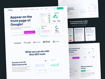 SEO Marketing Website Design -Rise. colorful ui design design landing page marketing web design product design seo marketing tools trendy web design ui uihut uiux design uiux design agency web design website design