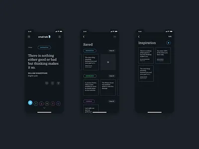 Small talk v1.2 7robots app dark mode humour inspiration knowledge on this day product design small talk tip typography ui ux word of the day