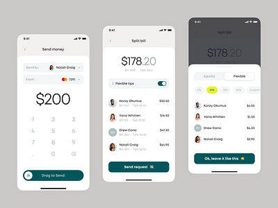 FinTech App app branding calculator creative design fintech fintech app graphic design mob send money split bill ui ux