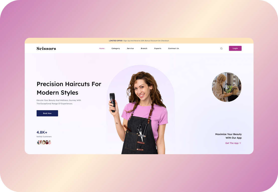 Salon Website Banner banner style booking design banner style graphic design modern salon design banner style style ui webbanner