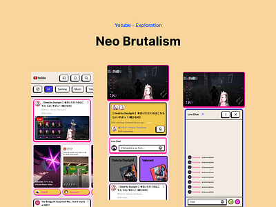 Neo Brutalism - Youtube Exploration apps branding bright colors brutalism brutalist design freelancer mobile mobile apps neo neo brutalism design neobrutalism neobrutalism ui personal branding redesign retro trend ui ui design youtube