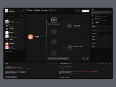 AI Powered Workflow Dashboard ai blockchain crypto dark dashboared sidebar ui ux web3 workflow