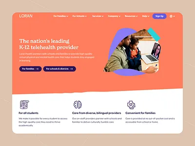 K-12 Telehealth Provider Service Website bilingual support dashboard education tech health healthcare inclusive ui k 12 design medical website modern web online therapy school services telehealth telehealth platform ui design ux design ux research ux ui virtual care web design website