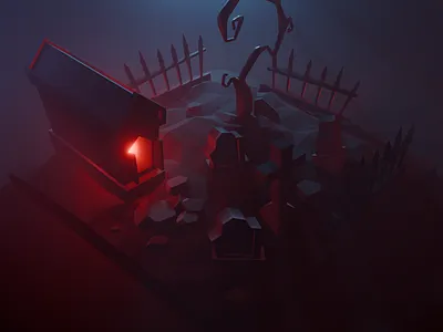 Graveyard (isometric, blender 3d) 3d blender dark graveyard isometric