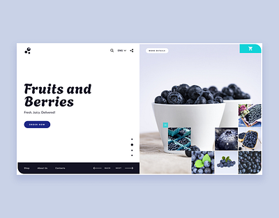 Blueberry Delight: Interactive Image Showcase animation berries ui blueberries ui ecommerce ecommercedesign interaction interactiveui microinteraction minimaldesign moderndesign motionui product design smoothanimation ui ui design uiconcept user experience user interface ux design webanimation