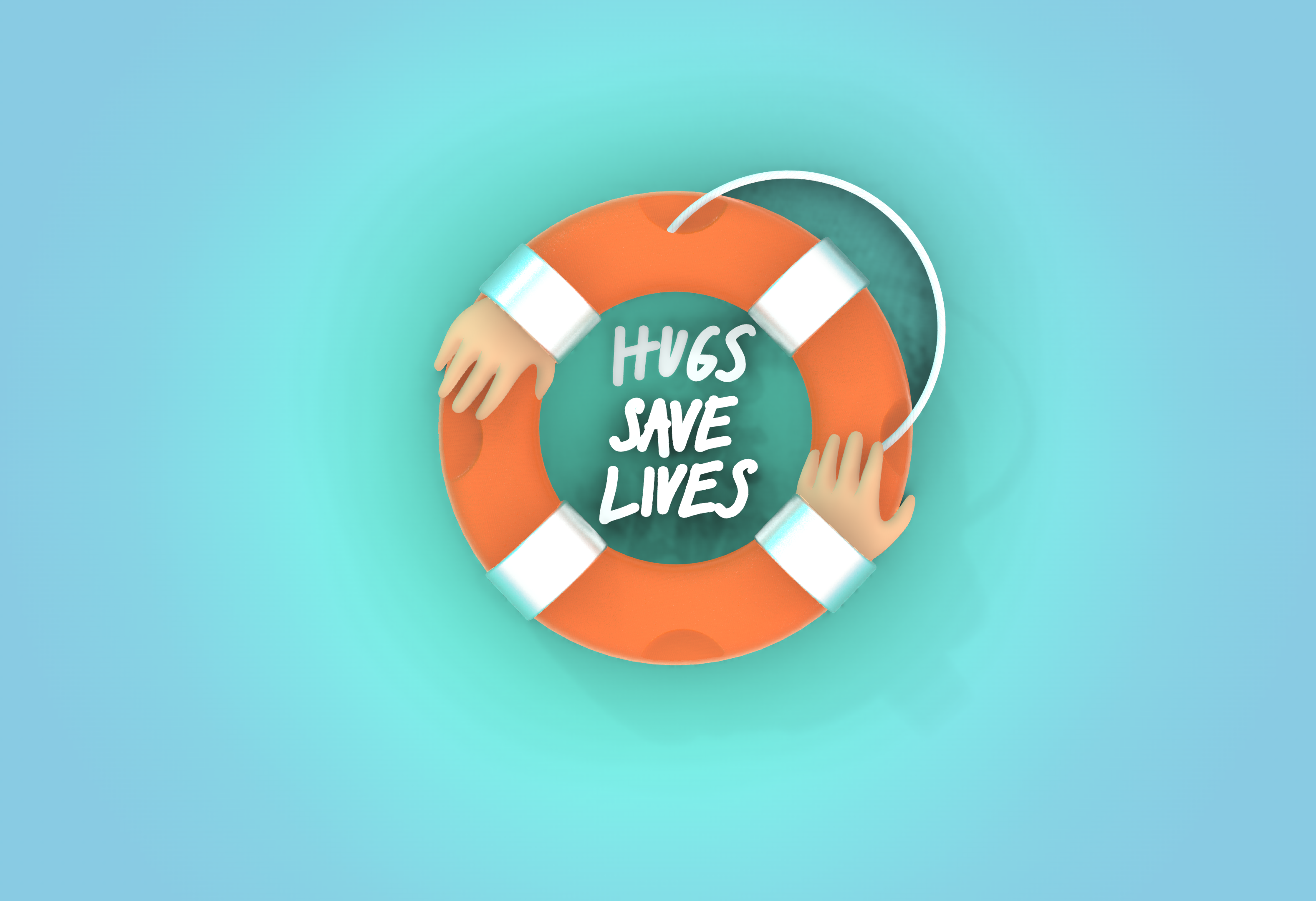 Mental health awareness 3D icon 3d cute hands hug icon illustration life buoy logo mental health render vectary