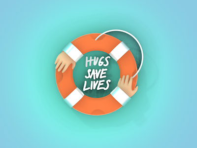 Mental health awareness 3D icon 3d cute hands hug icon illustration life buoy logo mental health render vectary