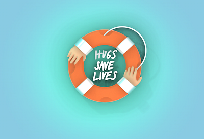 Mental health awareness 3D icon 3d cute hands hug icon illustration life buoy logo mental health render vectary
