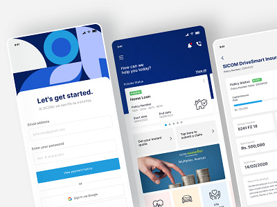 SICOM mobile app case study application blue design insurance insurance application insurance progress keep track of insurance light mode mobile mobile application payment app typography ui user experience user friendly ux