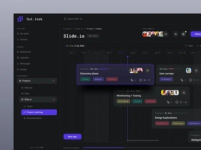 Project Management Dashboard for Your Team 10c 10clouds app clean clean design clean ui concept dark mode dashboard design desktop monospace font project management roadmap simple task manager team manager ui ux uxui