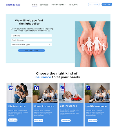 An insurance company website design on figma. practice purpose. design ui ux website