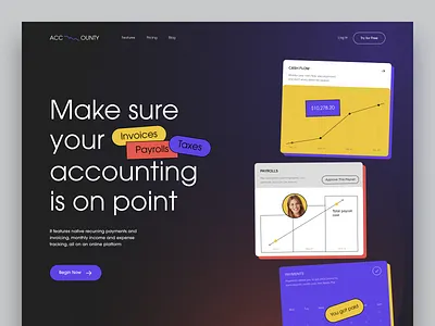 Accounty - Fintech Platform bank banking app bill finance finance app financial fintech fintech platform fintech web fintech website home page design invoice payment product design transactions ui ux web platform webdesign website