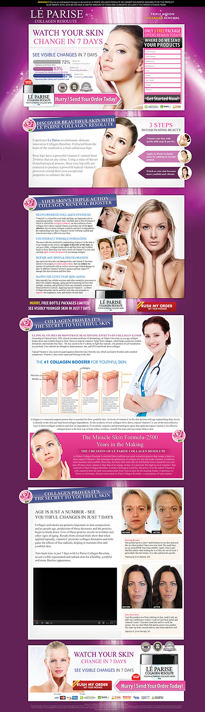 Skin Care Landing Page Design freelancer web designer skin care