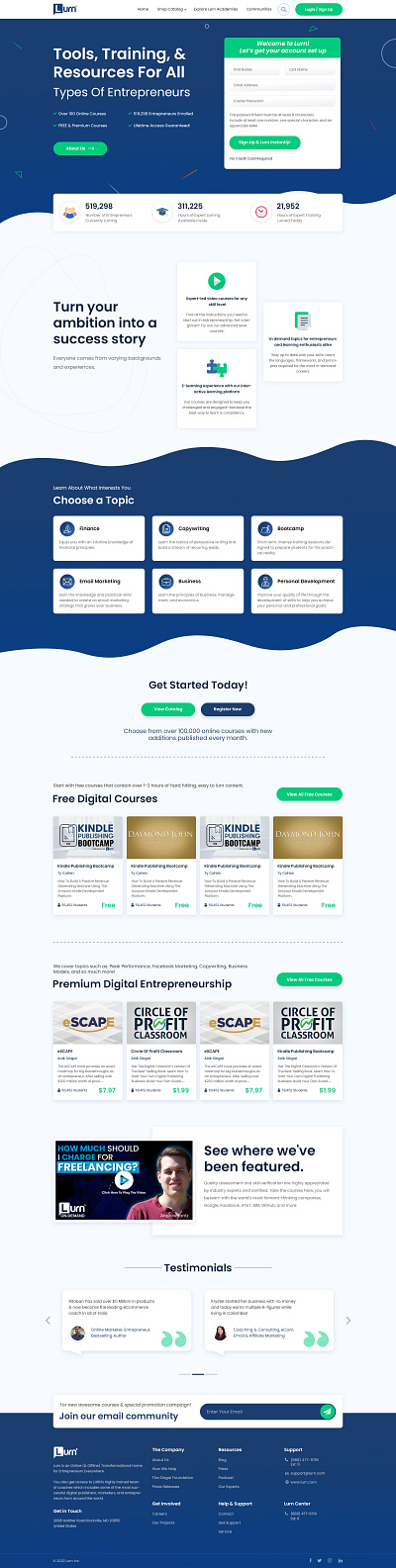 Landing Page Design for Online Course freelancer web designer