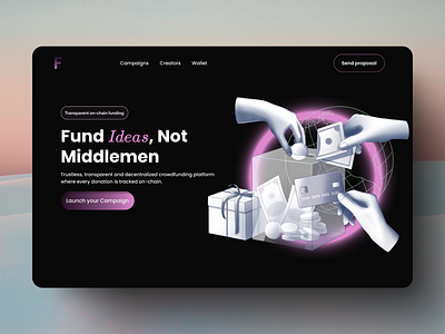 Web3 Crowdfunding platform branding design figma illustration landing page ui ux web design website