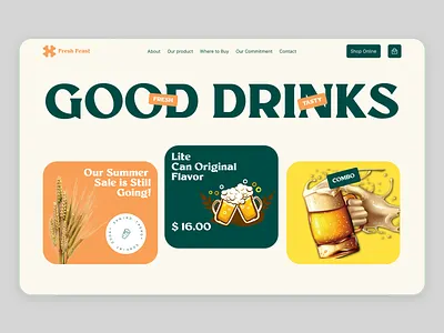 GOOD DRINKS – Craft Beer Landing Page 🍻 branding craftbeer dribbble ecommerce landingpage minimalistic moderndesign responsivedesign typography ui uiux ux webdesign