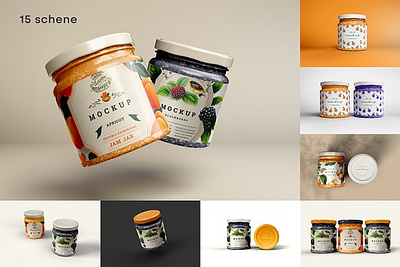 Jam Jar Mockup Free Download apricot bottle container food fruit glass isolated jam jam jar mockup jar jelly mockup package packaging product strawberry template