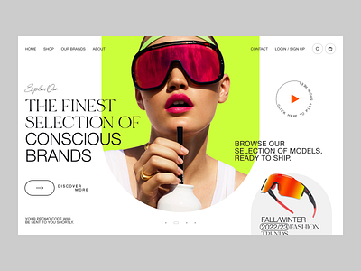 Conscious Brands clean concept dailyui design fashion flat glasses homepage landing minimal modern promo web webdesign website