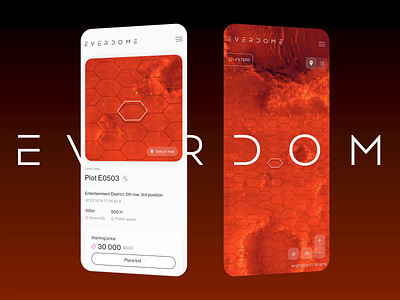 Everdome — Land auction animation app auction crypto interaction land list map marketplace mars metaverse mobile motion design motion graphics nft space token