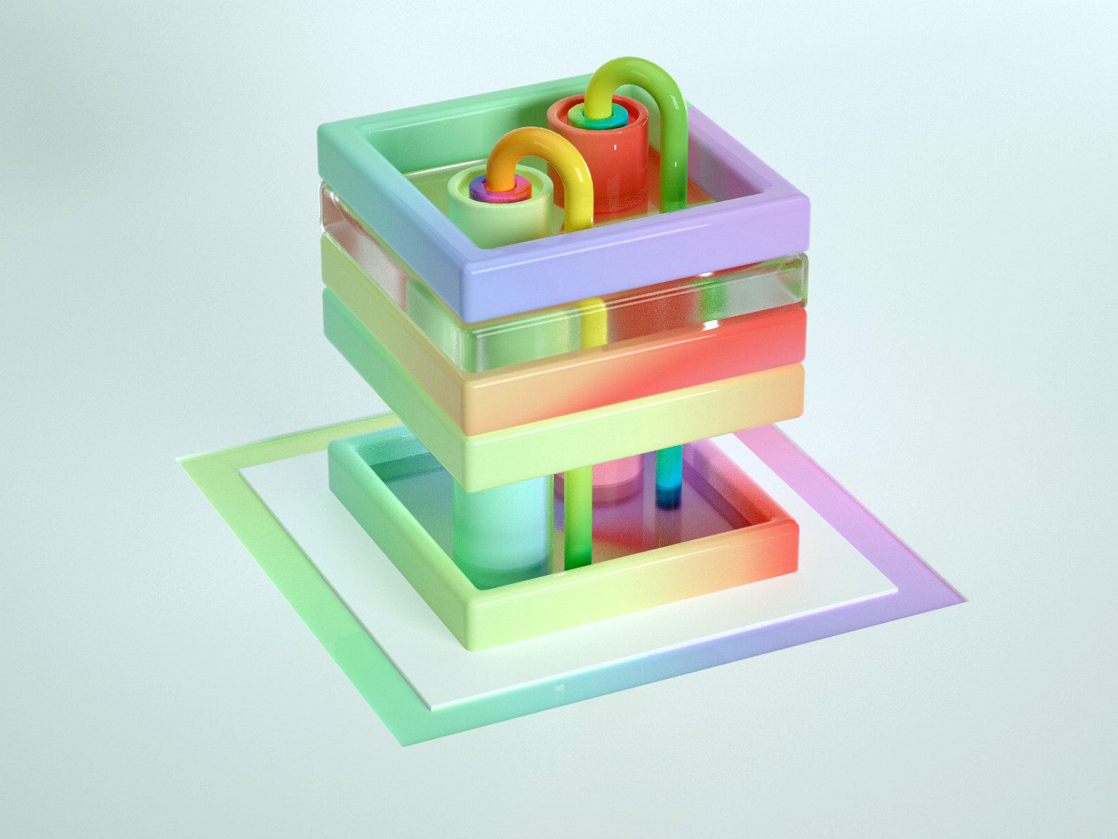 Abstract element 3d abstraction cinema 4d design factory gradient illustration octane render technologies technology transitional color ui ux website illustration