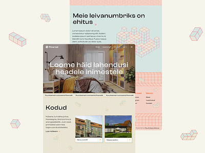 Pinered / Website development grid home illustration newhome playful realestate tetris webpage website