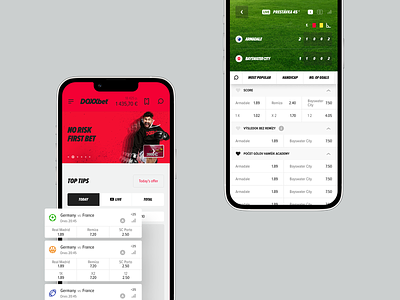 DOXXBet – New Look app bet betting clean football match minimal mobile responsive soccer sport tabs ui ux webdesign