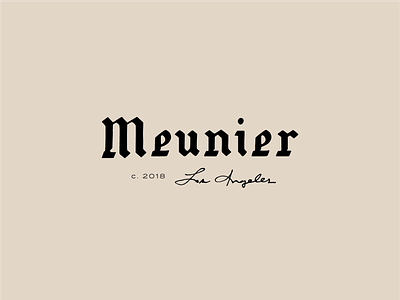 Meunier branding custom script identity logo typography