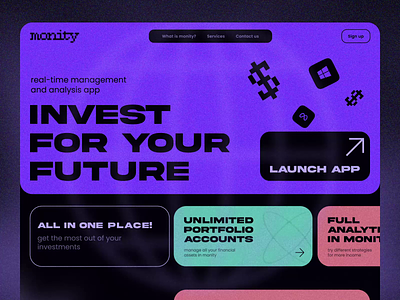 Landing | monity animated animation design desire agency finance finances fintech graphic design hero page investment landing landing page motion motion design motion graphics trading ui web web site website