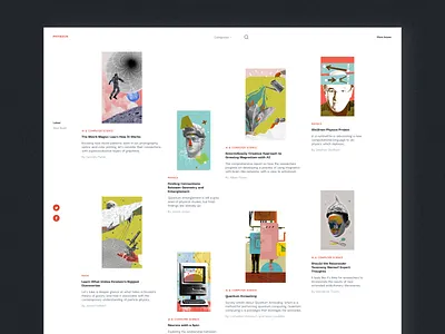 Physica Magazine Web Design blog branding collages design editorial graphic design illustration interaction design interface journal magazine science scientific ui user experience user interface ux web web design website