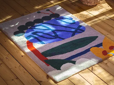 spring vibes for your home animal bug fauna flowers illustration interior nature plants rug textile design worm