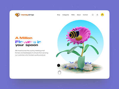 Online Honey landing page 3d animation app ui blender colorful concept design honey honeybee honeyshop motion graphics online shopping shot ui ux webdesign