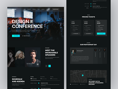 DESCON - Event Organizer Landing Page conference dark mode design conference design conference landing page event event landing page landing page location maps pricing schedule speaker testimony ticket ui uiux