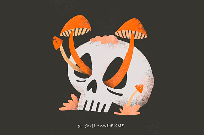Skull + Mushrooms design doodle forest halloween haunted illustration illustrator mushrooms procreate skull skulls spooky spooky season witch