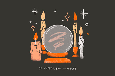 Crystal Ball + Candles candle candles creepy crystal ball cursed design doodle fortune teller halloween illustration haunted illustration illustrator october potion procreate spooky witch witches