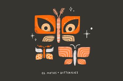 Moths + Butterflies butterflies butterfly creepy design doodle fall halloween illustration illustrator linework mcm mid century modern moth moths october procreate procreate illustration spooky witch