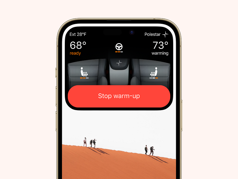 my Polestar iOS app | Dynamic Island Exploration [expanded] 14 app apple automotive car concept control design dynamic ios ios 16 iphone island polestar pro remote tesla ui volvo widget